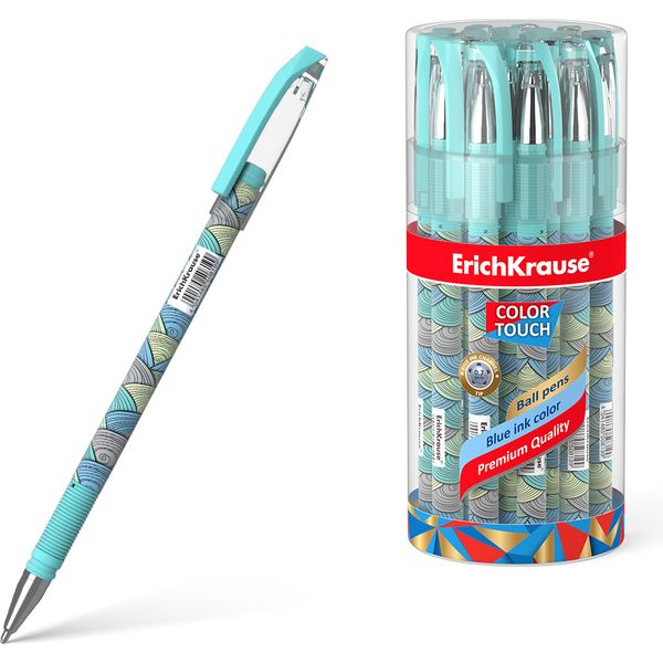 Ручка шариковая синяя, 0.7 мм, рифл. грип, soft-touch, метал. н-к, ErichKrause ColorTouch Stick Emerald Wave Ручка шариковая синяя, 0.7 мм, рифл. грип, soft-touch, метал. н-к, ErichKrause ColorTouch Stick Emerald Wave