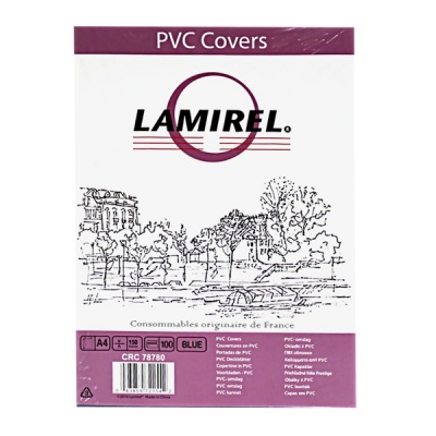 Обложки для переплета А4, 100 шт., ПВХ, 150 мкм, прозрачные, цвет: синий, Lamirel