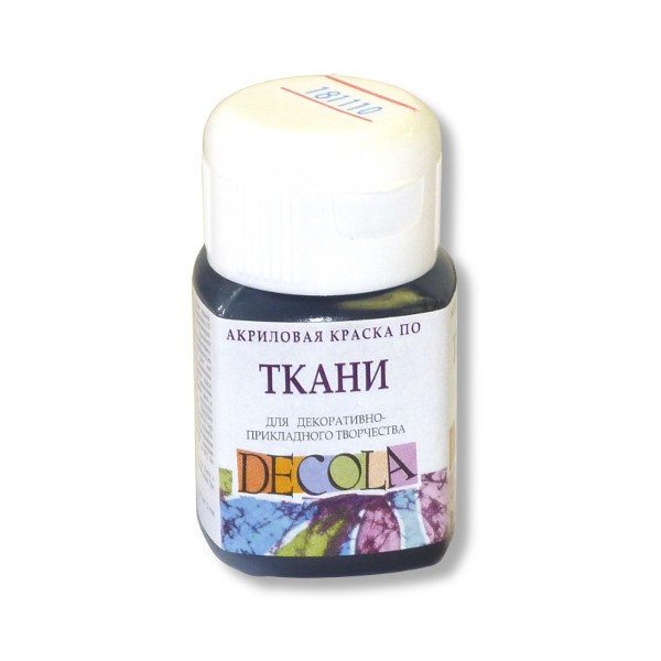 Краска по ткани DECOLA, черная, акриловая, банка 50 мл Краска по ткани DECOLA, черная, акриловая, банка 50 мл