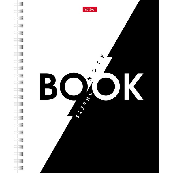 Тетрадь А5, клетка, 96 л., на гребне, 65 г/м², обл. мел. картон, Hatber B&W_Book_2 дизайна
