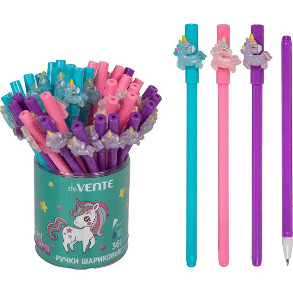 Ручка шариковая с декором, синяя, 0.7 мм, круг. корп., deVENTE Unicorn_3 дизайна