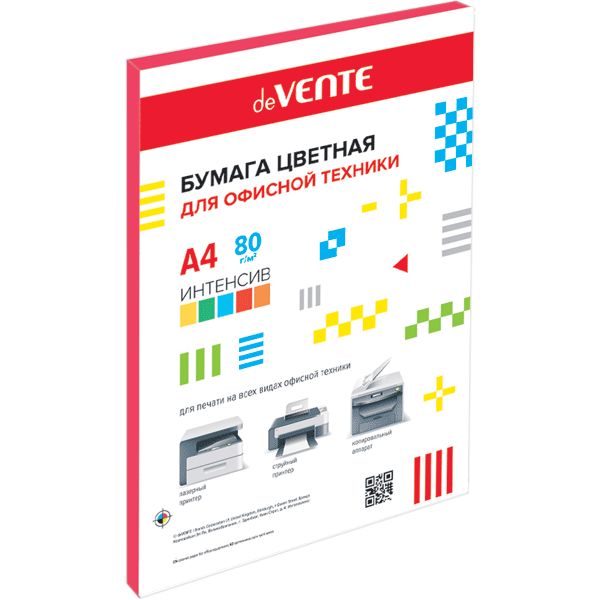 Бумага цветная А4/80/50 л., интенсив, красная, deVENTE (с картонной подложкой) Бумага цветная А4/80/50 л., интенсив, красная, deVENTE (с картонной подложкой)
