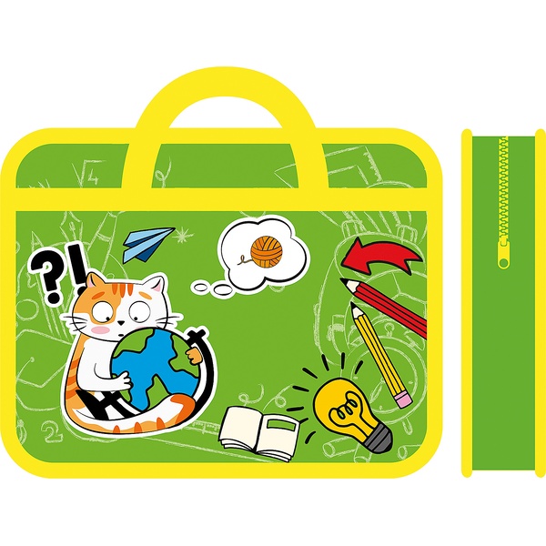 Папка-портфель А4, пластиковая, на молнии, 1 отд., ПЧЕЛКА Играть и учиться (широкая) Акция!