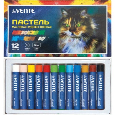 Пастель масляная в наборе deVENTE, 12 цветов, круглое сечение, инд. этикетка, к/к с коррексом