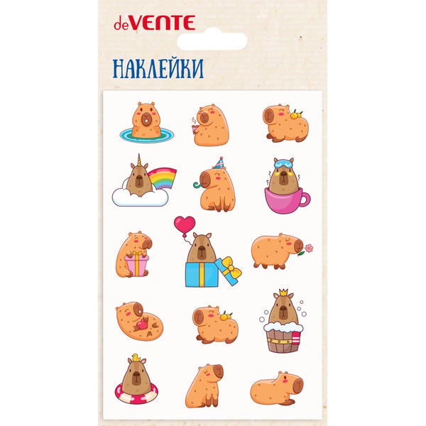 Паф-стикеры (объемные) deVENTE Капибара, мягкие, карточка 100*150 мм Паф-стикеры (объемные) deVENTE Капибара, мягкие, карточка 100*150 мм