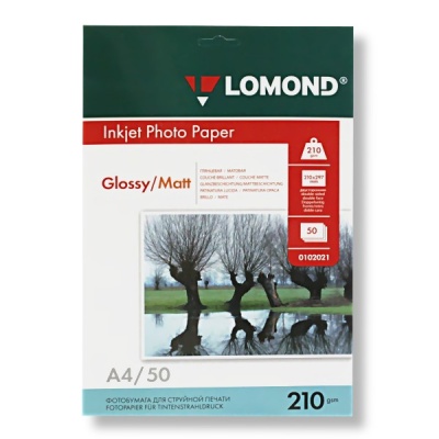 Фотобумага А4, 210 г/м² , 50 л., глянцевая/матовая, 2-ст., LOMOND Inkjet