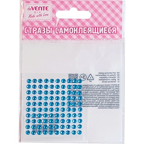 Стразы самоклеящиеся Ø4 мм, 100 шт., цв.: голубой, deVENTE Dots (Точки)