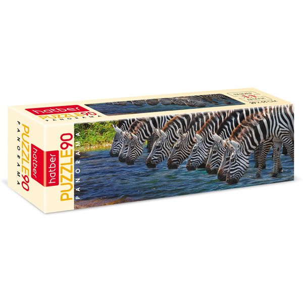 Пазл 90 элементов. Hatber Панорама_Зебры, 290*110 мм Акция!
