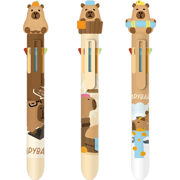 Ручка шариковая автомат., 8-цветная, Ø 0.7 мм, м/о, декор. эл., deVENTE Capybara_3 дизайна