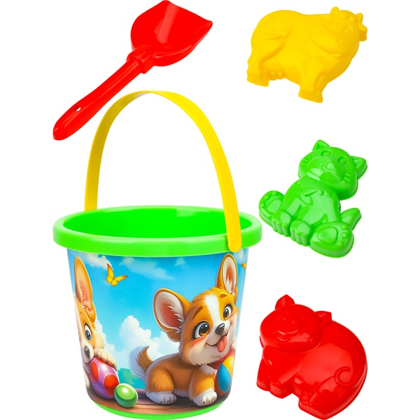 Набор песочный Забавные щенки (ведерко 0,85 л, лопатка 22 см + 3 формочки)