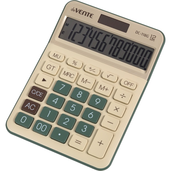 Калькулятор бухгалтерский deVENTE DD-88812, 12-разряд., ЖК, 2 яч. памяти, дв. питание, 00, →, бежевый/фисташковый Калькулятор бухгалтерский deVENTE DD-88812, 12-разряд., ЖК, 2 яч. памяти, дв. питание, 00, →, бежевый/фисташковый