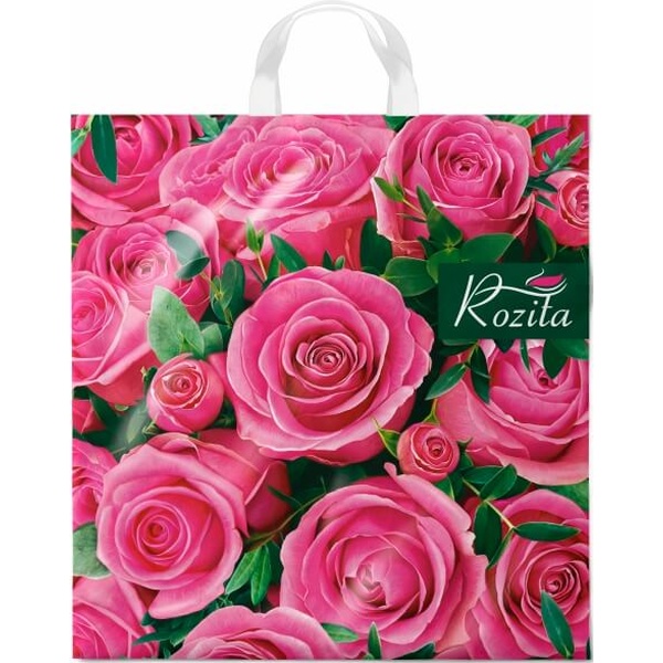Пакет с петлевой ручкой, 40*(42+6) см, полиэтилен 45 мкм, Розита
