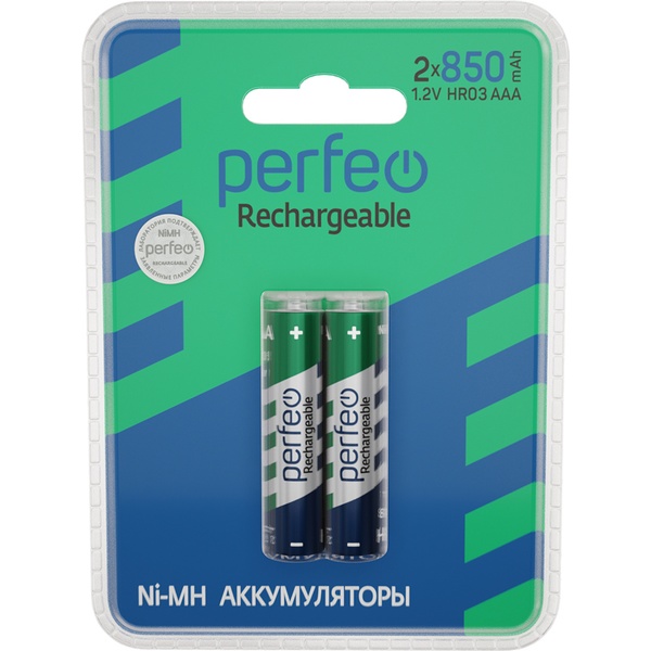 Аккумулятор AAA (HR3) (2BL) 850 mAh, 1.2 V, NiMh, Perfeo (кратно 2)