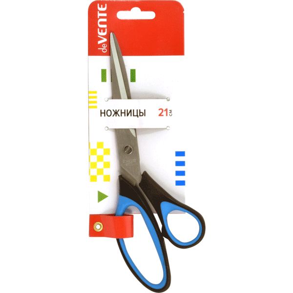 Ножницы 210 мм, эргономичные, прорезин. кольца, черно-синие, deVENTE Twin
