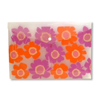 Папка-конверт на кнопке, А4, PP 180 мкм, полупрозрачная, матовая, Comix Летние цветы_Акция!!!