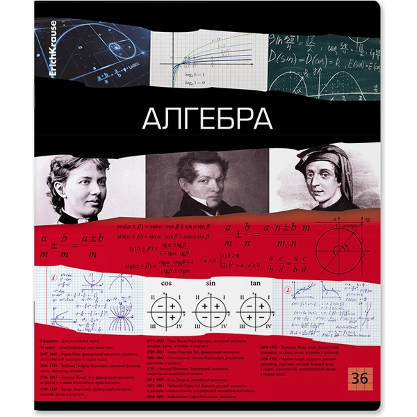 Тетрадь предметная А5, 36 л., клетка, 60 г/м², ErichKrause Timeline_Алгебра