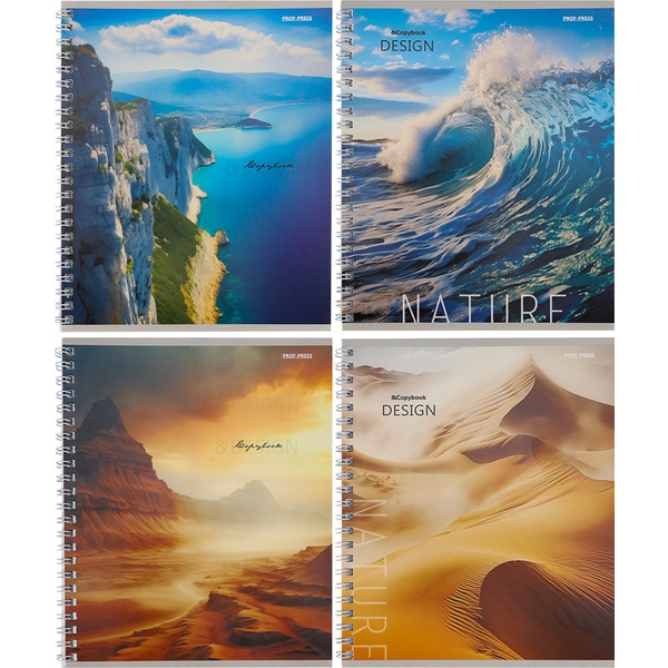 Тетрадь А5, клетка, 48 л., на гребне, 60 г/м², 2-ая обложка, Prof-Press Вдохновляющая природа_2 дизайна