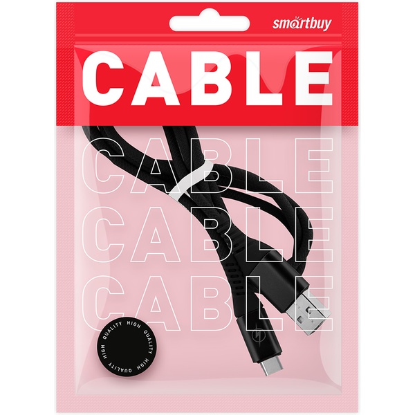 Дата-кабель Smartbuy USB - Type C, в резин. оплетке Gear, длина 1,0 м, до 2А, черный Дата-кабель Smartbuy USB - Type C, в резин. оплетке Gear, длина 1,0 м, до 2А, черный