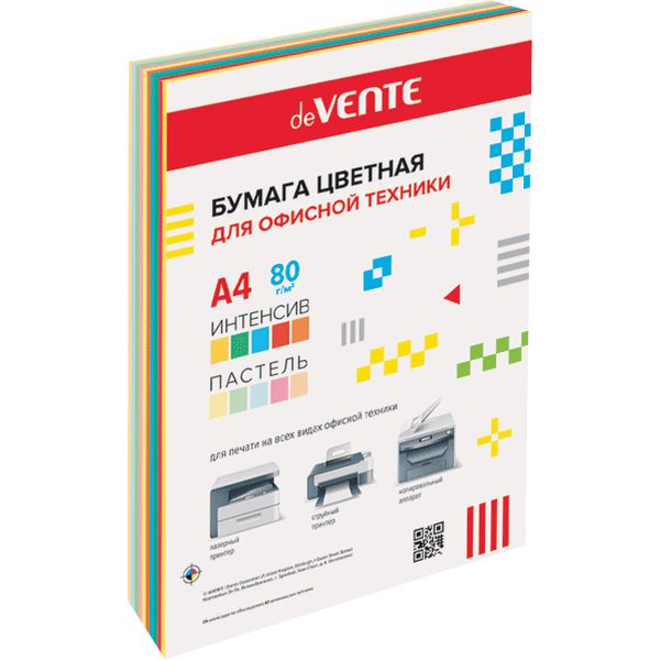 Бумага цветная А4/80/100 л., 5 интенсив + 5 пастель, deVENTE MIX 10 (на картон. подложке) Бумага цветная А4/80/100 л., 5 интенсив + 5 пастель, deVENTE MIX 10 (на картон. подложке)