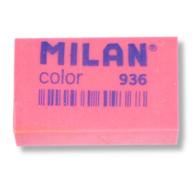 Ластик MILAN Color 936, полимер, мягкий, прямоугольный, ассорти 2 цв., 39*23*9 мм