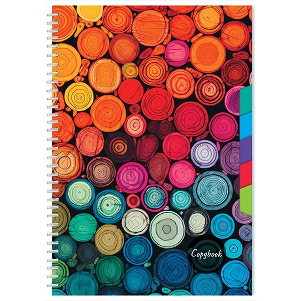 Тетрадь А4, клетка, 80 л., на гребне, 60 г/м², интег. обл., 5 разделит., КТС-ПРО Цветная абстракция