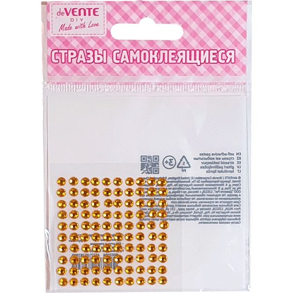Стразы самоклеящиеся Ø4 мм, 100 шт., цв.: золотистый, deVENTE Dots (Точки)