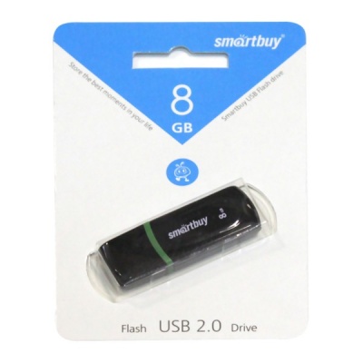 Флеш-накопитель USB 2.0, 8 ГБ, Smartbuy Paean_черный