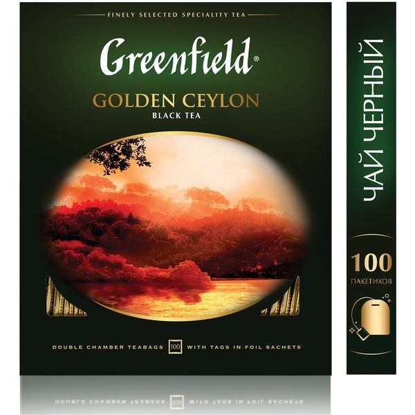 Чай Greenfield Golden Ceylon, черный, 100 пакетиков, в конвертах, 1*2 г 