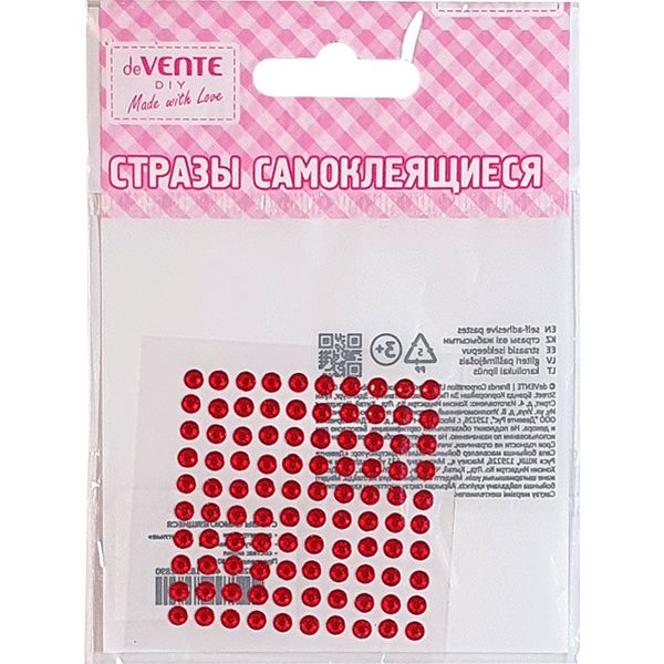 Стразы самоклеящиеся Ø4 мм, 100 шт., цв.: красный, deVENTE Dots (Точки)