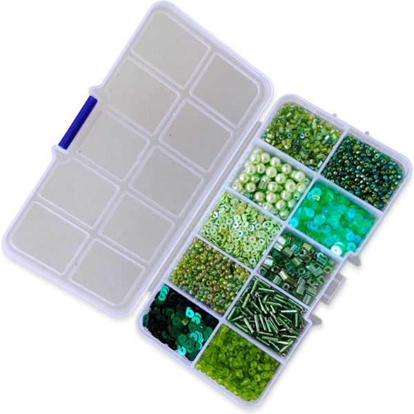 Бисер/бусины 10 вар. по 10 г, цв.: зеленый, MAYLOTT Foresta verde (п/контейнер)