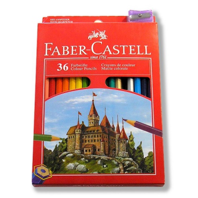 Карандаши цветные 36 шт., деревянные, шестигранные, с точилкой, Faber-Castell ЗАМОК (в к/к)