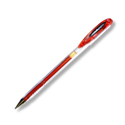 Ручка гелевая красная, Ø 0.7 мм, лин. 0.4 мм, рифл. грип, метал. н-к, Uni-Ball Signo UM-120