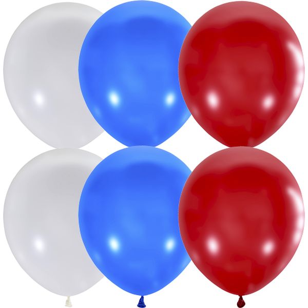 Шары воздушные однотонные, Ø30 см, латекс, ПАСТЕЛЬ_Триколор (30 шт.)
