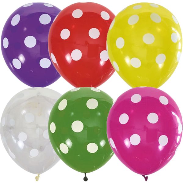 Шары воздушные тематические, Ø30 см, латекс, 5-ст. рис., шелк, ДЕКОРАТОР Горошек (25 шт.)