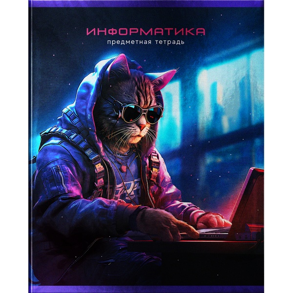 Тетрадь предметная А5, 48 л., клетка, 60 г/м², металлиз., BG Мир будущего_Информатика  Акция!
