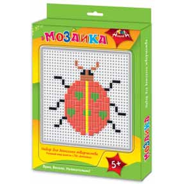 Тетрис-мозаика А5. АППЛИКА Божья коровка, пластик. эл-ты, пинцет, 5+   Акция!