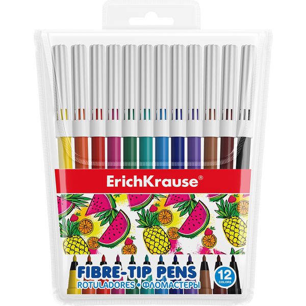 Фломастеры 12 цветов ErichKrause Washable, смываемые, чернила на в/о, вентилируемый колпачок, пвх Фломастеры 12 цветов ErichKrause Washable, смываемые, чернила на в/о, вентилируемый колпачок, пвх