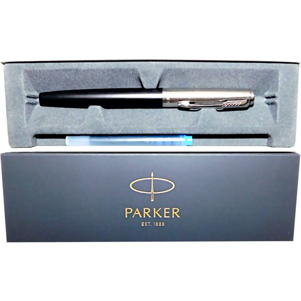 Ручка перьевая M (Medium), синие чернила, 1 картридж, PARKER Jotter Core F63 корпус Bond Street CT