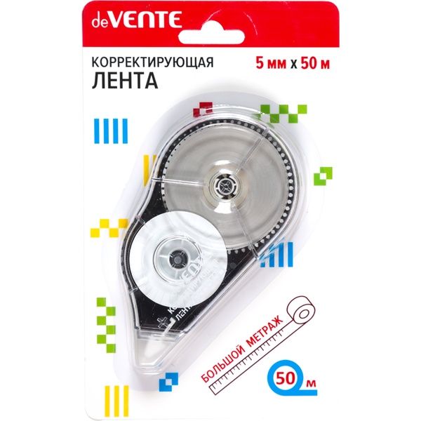 Лента корректирующая 5 мм*50 м deVENTE, прозр. корпус, фронт. аппликатор Лента корректирующая 5 мм*50 м deVENTE, прозр. корпус, фронт. аппликатор