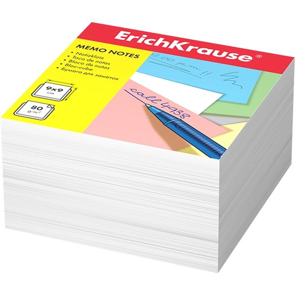 Бумага для заметок, 9*9*5 см, без склейки, 80 г/м², белая (98%), ErichKrause