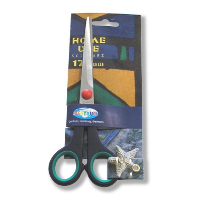 Ножницы 175 мм, классические, прорезин. кольца, черно-бирюзовые, CENTRUM Home Use