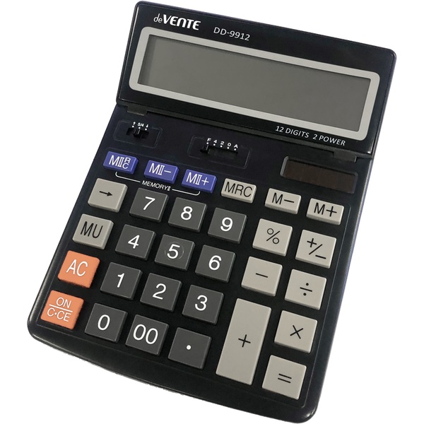 Калькулятор бухгалтерский deVENTE DD-9912, 12-разряд., ЖК регулир., 2 яч. памяти, дв. питание, 00, →, черный Калькулятор бухгалтерский deVENTE DD-9912, 12-разряд., ЖК регулир., 2 яч. памяти, дв. питание, 00, →, черный