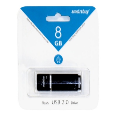 Флеш-накопитель USB 2.0, 8 ГБ, Smartbuy Quartz_черный Флеш-накопитель USB 2.0, 8 ГБ, Smartbuy Quartz_черный
