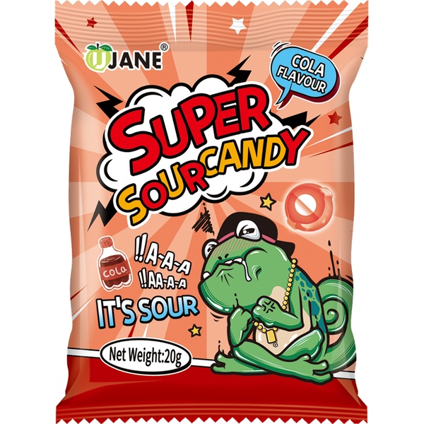 Леденцы кислые Sour Candy со вкусом колы, 1 шт.*20 г, п/п  Акция!