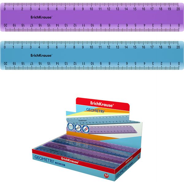 Линейка 20 см, пластиковая, полупрозрачная, ассорти 2 цвета, ErichKrause Standard Линейка 20 см, пластиковая, полупрозрачная, ассорти 2 цвета, ErichKrause Standard