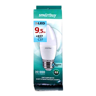 Лампа светодиодная (LED) Smartbuy C37 9,5W 4000K E27