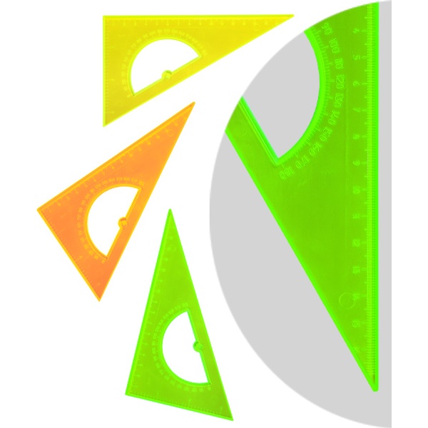 Угольник-транспортир 30°/16 см, пластиковый, полупрозрачный, СТАММ Neon Crystal_4 цвета Акция!