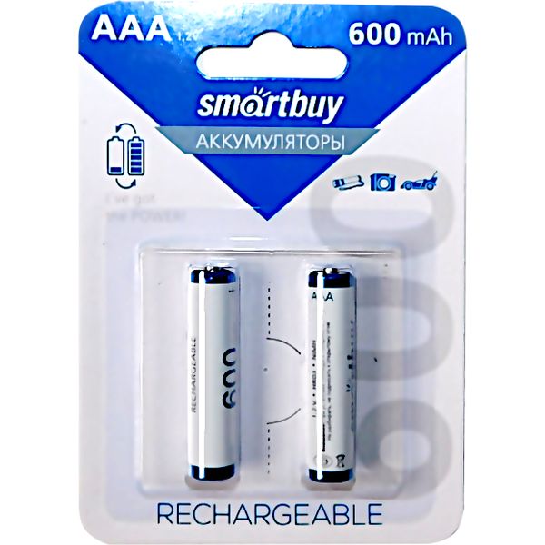 Аккумулятор AAA/HR03 (2BL) 600 mAh, 1.2 V, NiMh, Smartbuy (кратно 2)