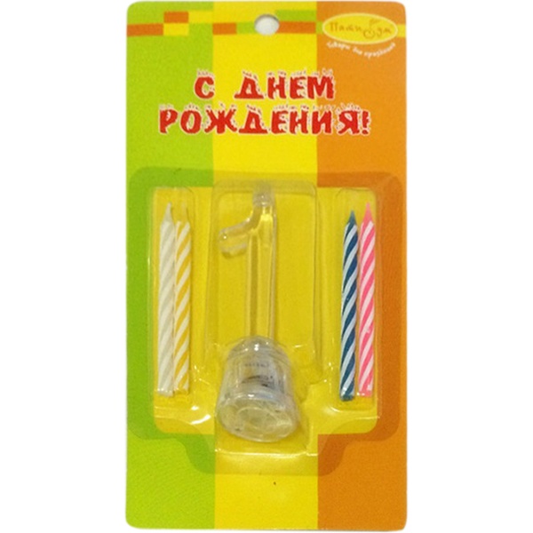 Свечи для торта 4 шт.+мигающий держателей Цифра 1