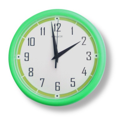 Часы настенные Салют "Лайт", круглые, 245*35 мм, корпус пластик, зеленый